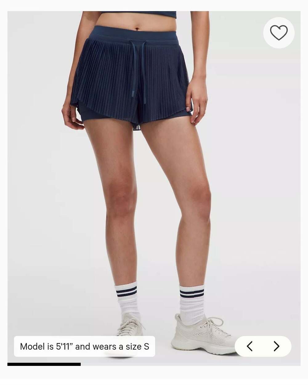 Lululemon Ace Advantage High-Rise Pleated Tennis Short 2" Club Blue Size L